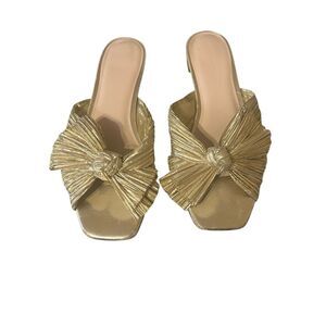 Loeffler Randall Daphne Pleated Bow Slides Sz 7